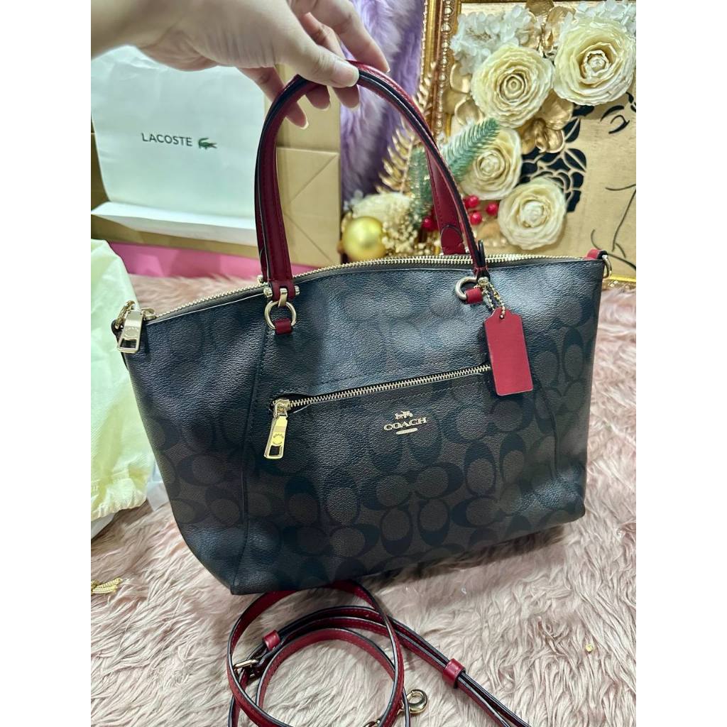 ORIG Preloved CCH Prairie Satchel In Signature Canvas Brown/Red Bag