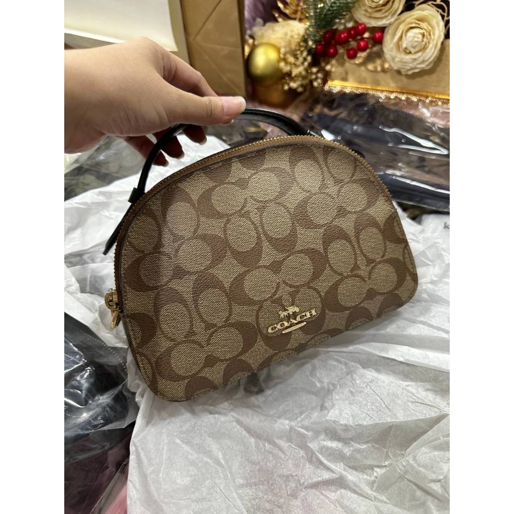 ORIG Preloved RARE CCH Serena Satchel In Signature Canvas Khaki Brown Small Bag