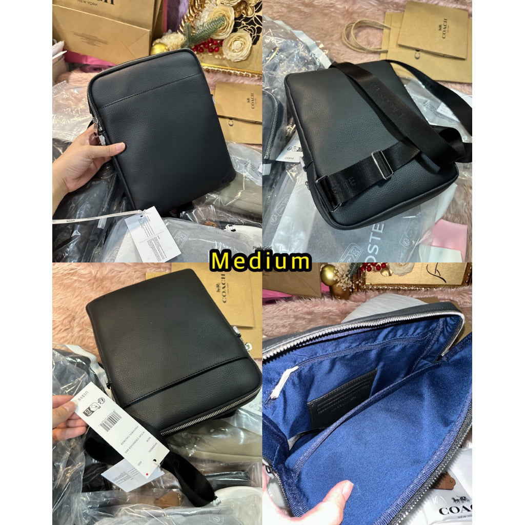 ORIG & IMPORTED LCT L Flat Crossover Men Leather Bag Black