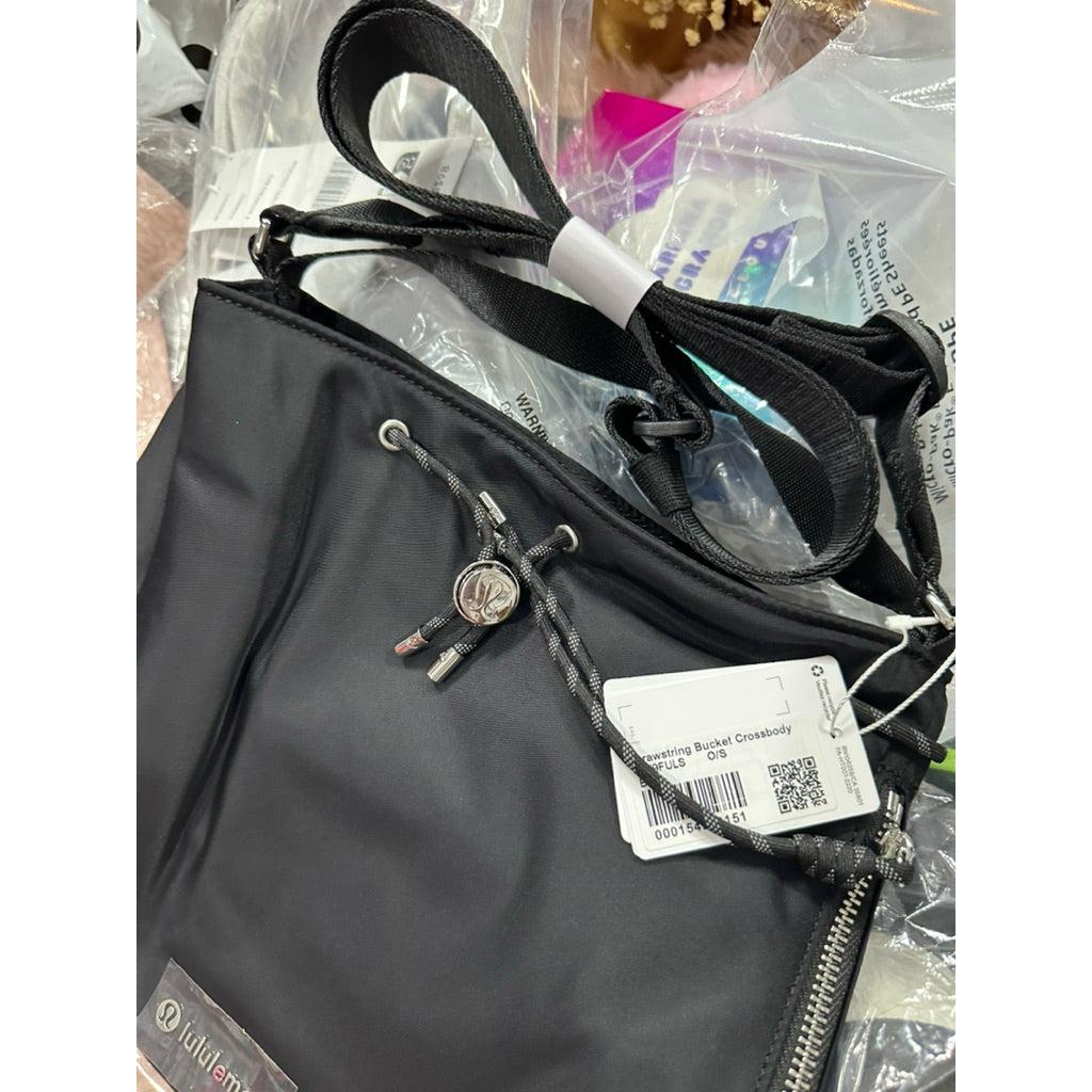 ORIG & IMPORTED LuluLemon Drawstring Bucket Crossbody Nylon Black Bag 5L