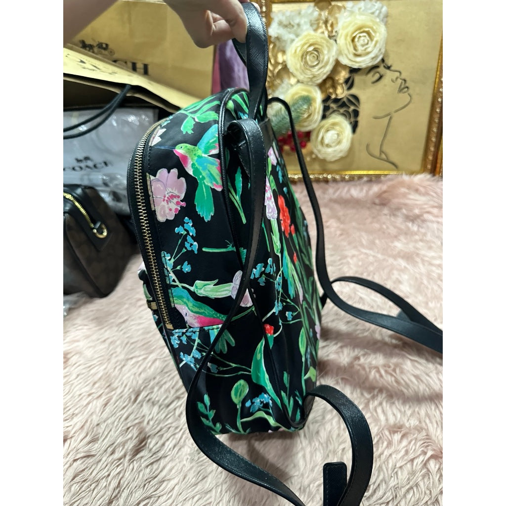 ORIG Preloved KS Wilson Road Botanical Small Bradley Nylon Floral Green Backpack