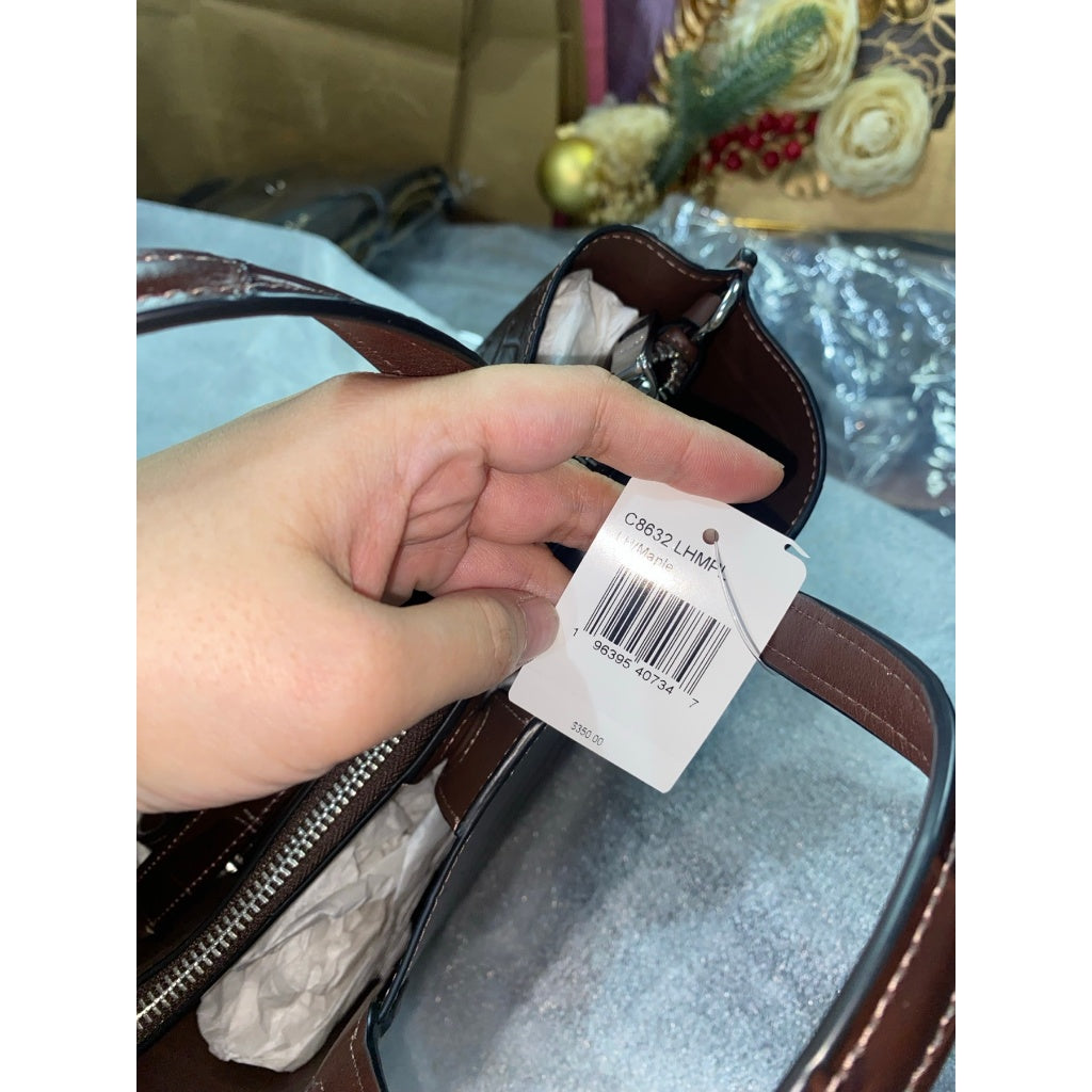 ORIG & IMPORTED CCH Retail Willow 24 Tote Bag in Croc-embossed Leather Maroon Maple Brown