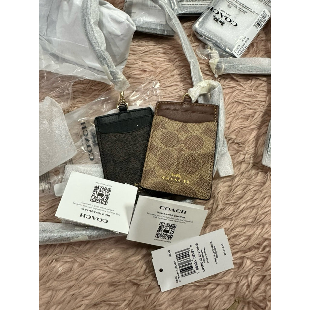 ORIG CCH ID LANYARD CARD HOLDER IN SIGNATURE CANVAS BROWN WALLET