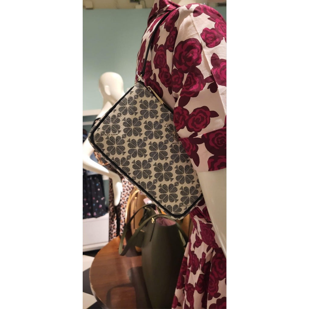 ORIG & IMPORTED KS Leila Spade Flower Convertible Wristlet Small Bag Beige/Black/Pink