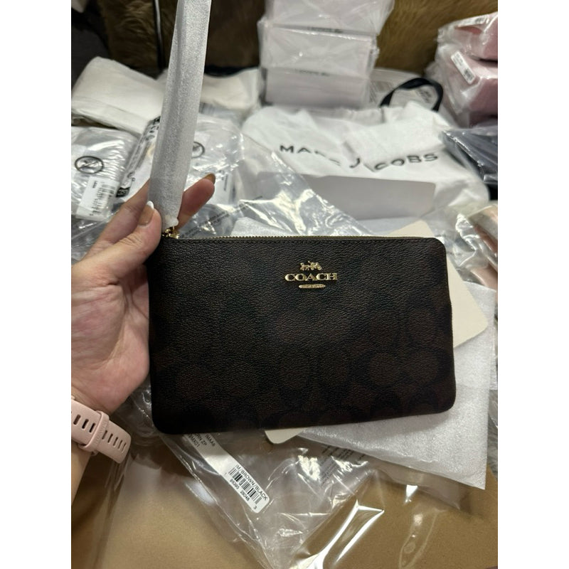 ORIG & IMPORTED CCH Large Corner Zip Wristlet Phone Wallet In Signature Canvas Brown/Khaki