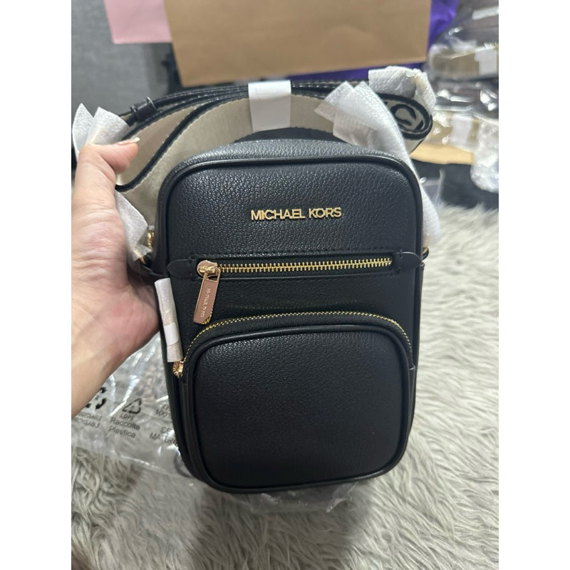 ORIG & IMPORTED MK Jet Set Medium Leather Crossbody Bag Black