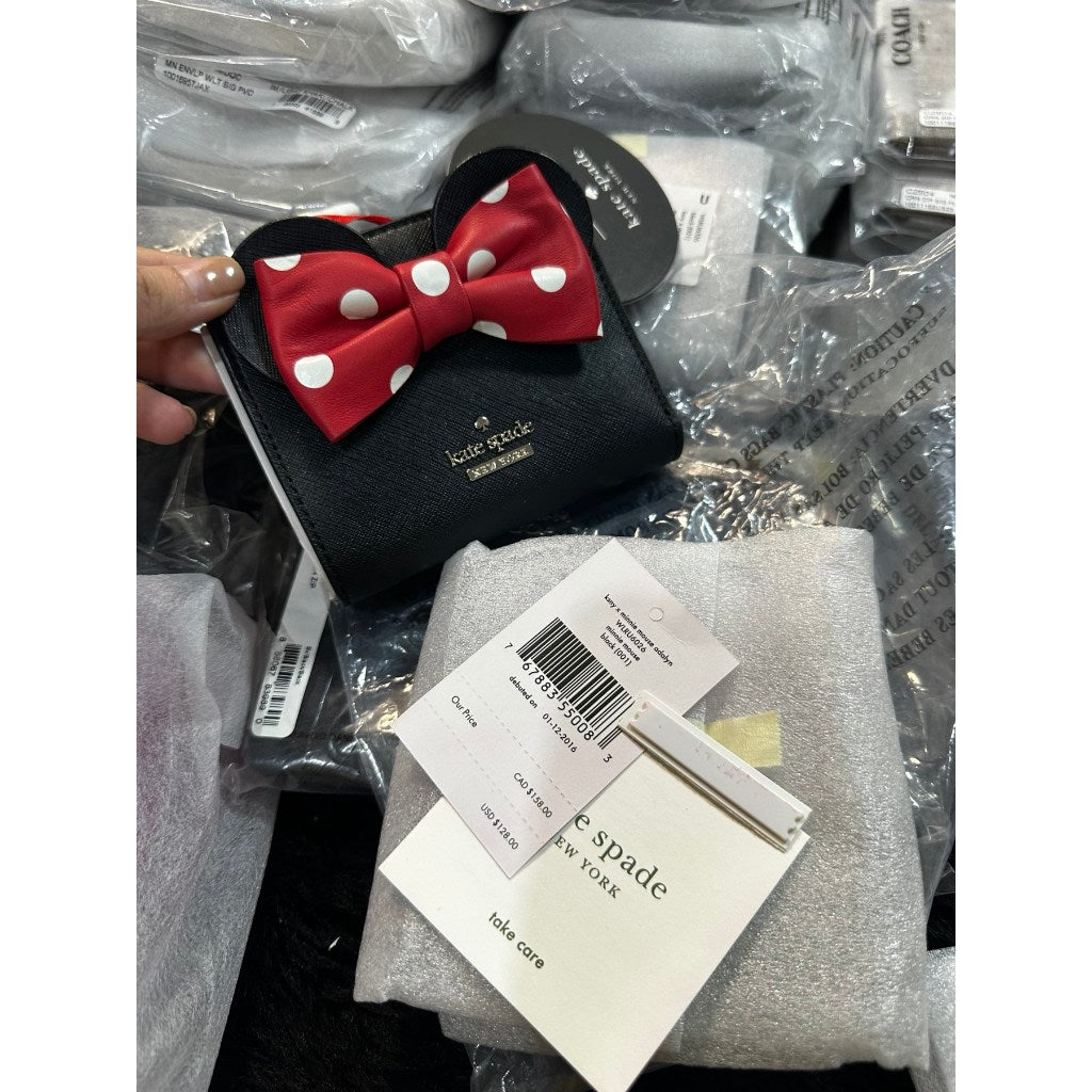 ORIG & IMPORTED KS Disney Minnie Mouse Adalyn Bifold Black Wallet