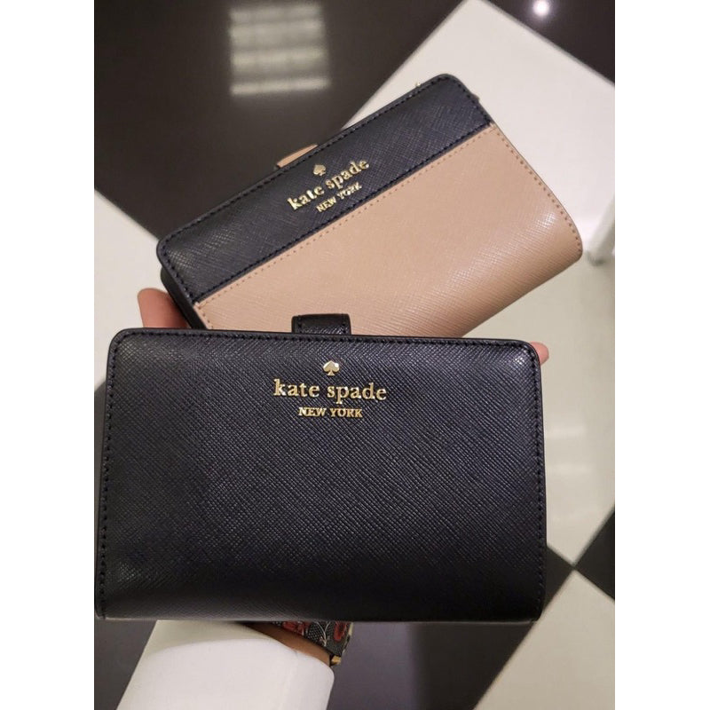 ORIG & IMPORTED KS Madison Staci Medium Compact Saffiano Bifold Wallet in BLACK BROWN