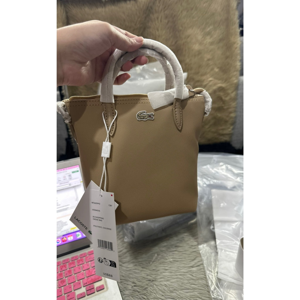 ORIG & IMPORTED LCT Women's Concept Petit Piqué Coated Canvas Mini Zip Tote Bag Beige