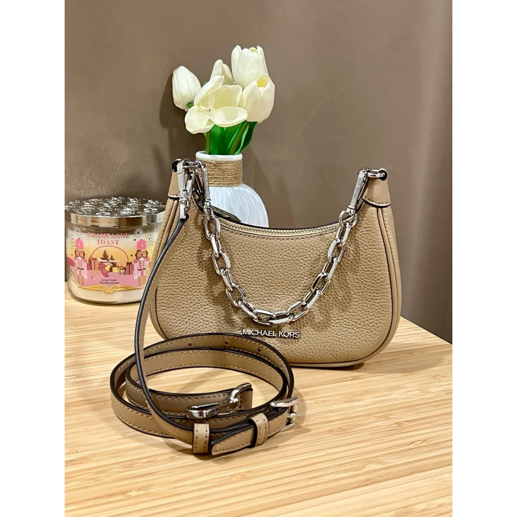ORIG PRELOVED  MK Cora Mini Zip Pouchette Camel KiliKili Crossbody Bag Camel Brown