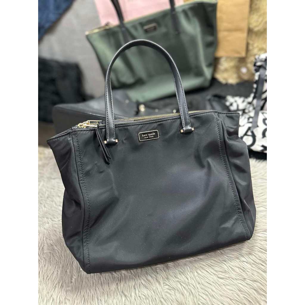 ORIG Preloved KS Dawn Medium Satchel Double zip Nylon Bag Black