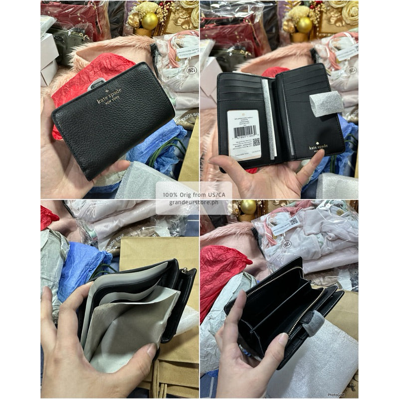 ORIG & IMPORTED KS Lena Pebbled Medium Compact Bifold Wallet Black Brown Green Beige