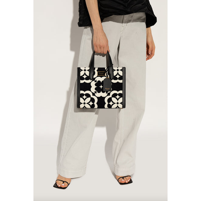ORIG Preloved KS Retail Spade Flower Monogram Manhattan Chenille Small Tote Black Bag