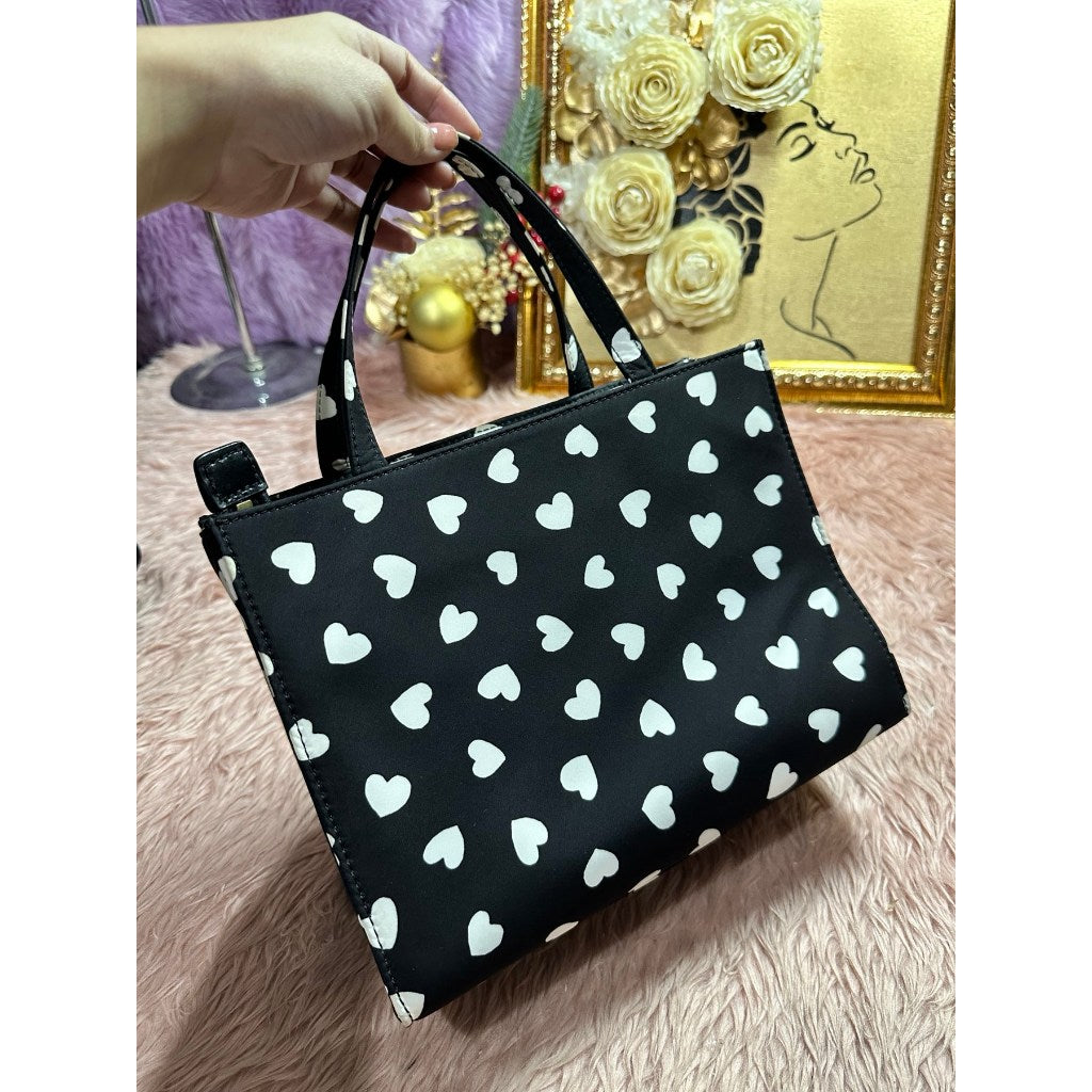 ORIG Preloved KS Retail Watson Hearts Sam Satchel Nylon Black Bag