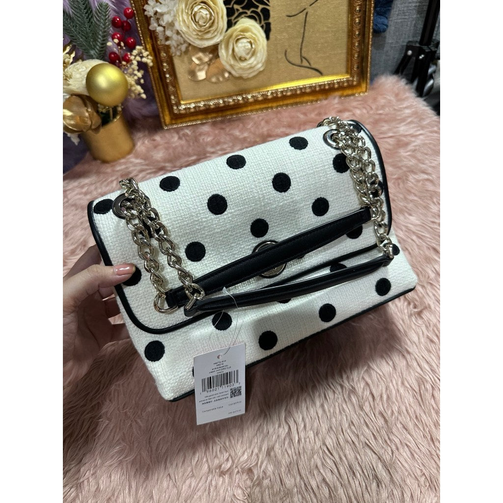 ORIG & IMPORTED KS Natalia Medium Flap Shoulder Bag Embroidered White Bag