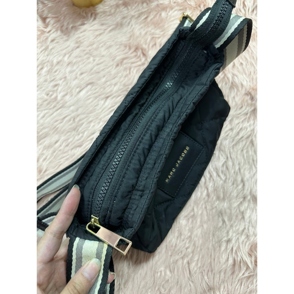 ORIG & IMPORTED Preloved MJ Quilted Fabric Messenger Nylon Crossbody Black Bag