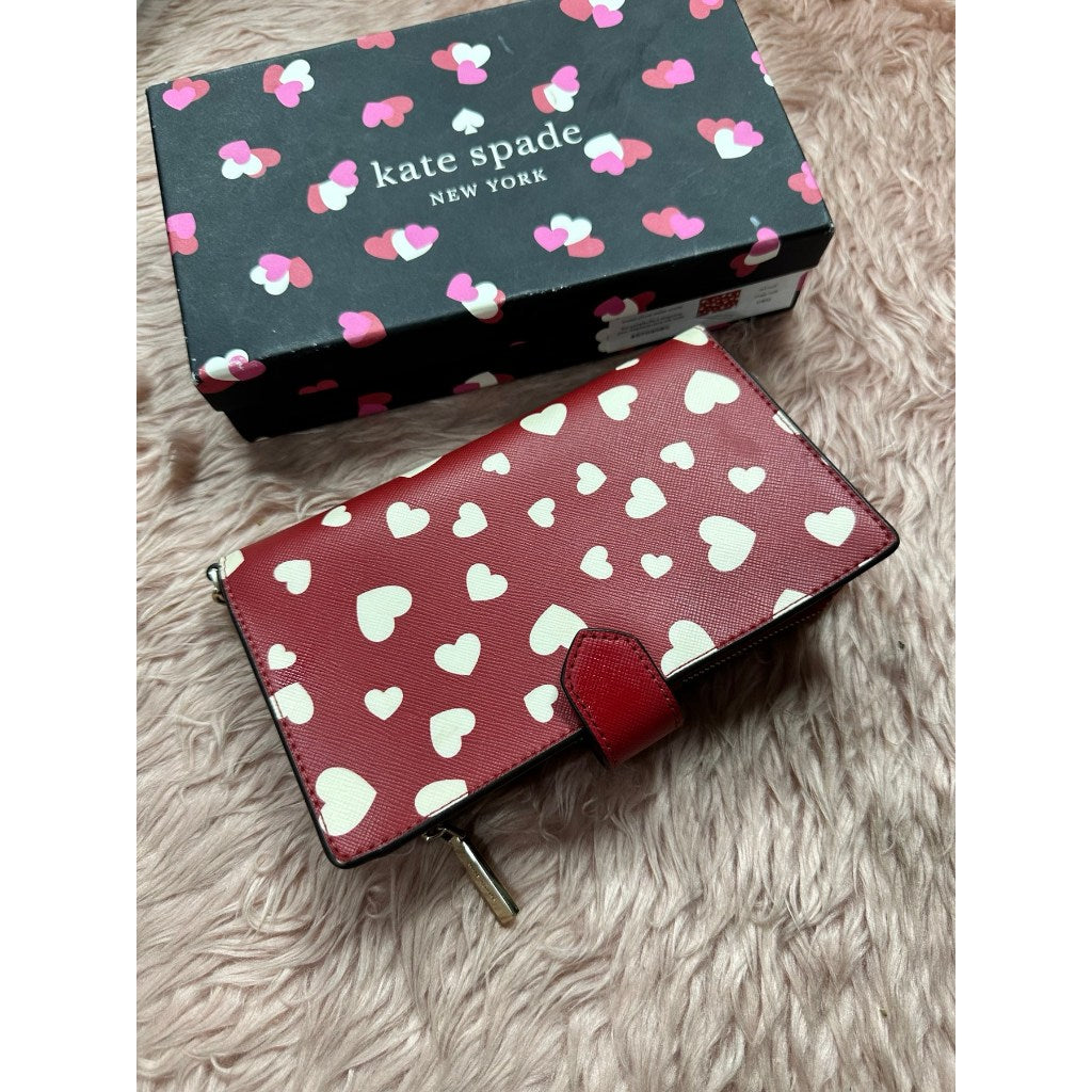 ORIG & IMPORTED Preloved KS Staci Heart Pop Printed Boxed Phone Wristlet Red Long Wallet