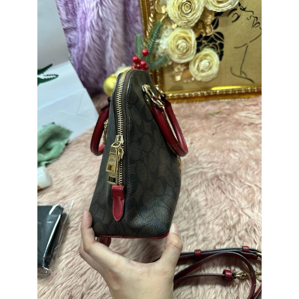 ORIG Preloved CCH Katy Satchel Signature Brown Red Bag