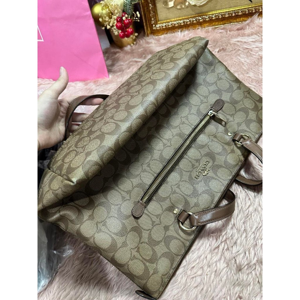 ORIG Preloved CCH Gallery Tote In Signature Canvas Khaki Brown Bag