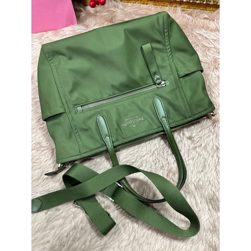 ORIG Preloved KS Chelsea Nylon Medium Satchel Crossbody Bag Enchanted Green