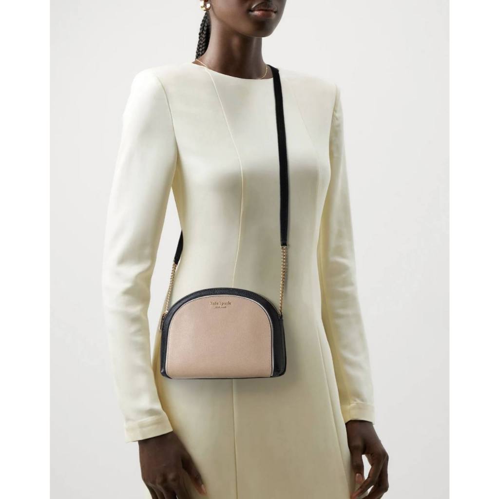 ORIG & IMPORTED KS Spencer Double-zip Small Dome Crossbody Bag Beige Black