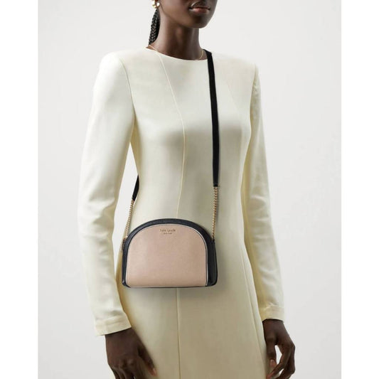 ORIG & IMPORTED KS Spencer Double-zip Small Dome Crossbody Bag Beige Black