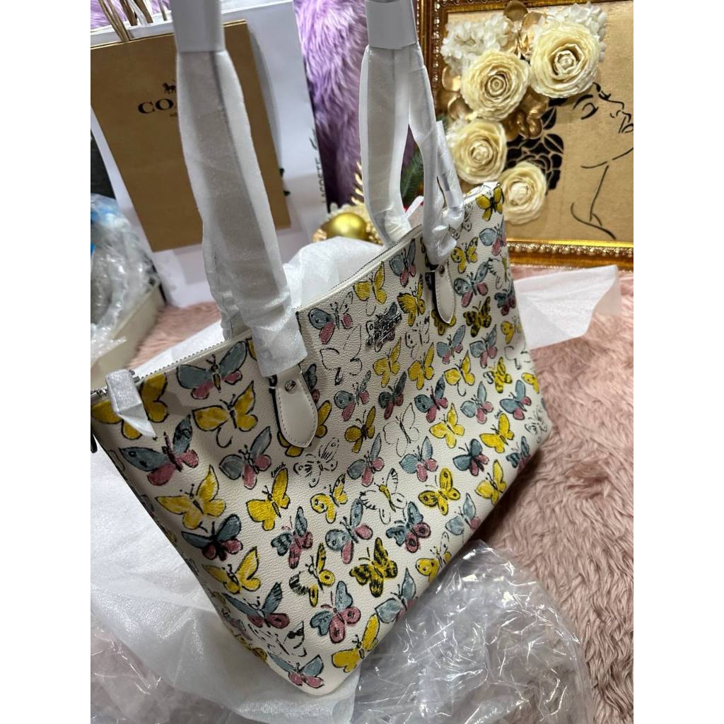 ORIG & IMPORTED CCH Gallery Tote White Bag With Butterfly Print