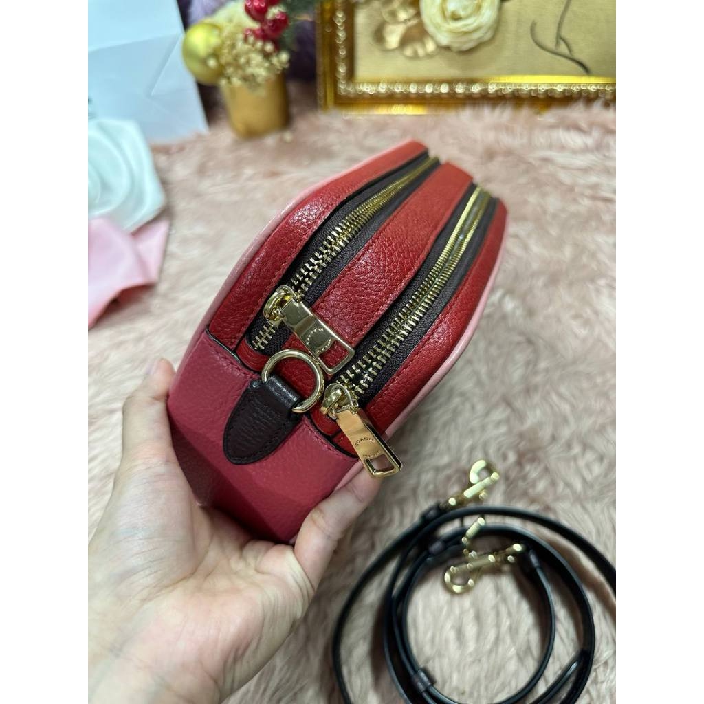 ORIG Preloved CCH Rare Jes Crossbody Double Zip Bag In Colorblock Red