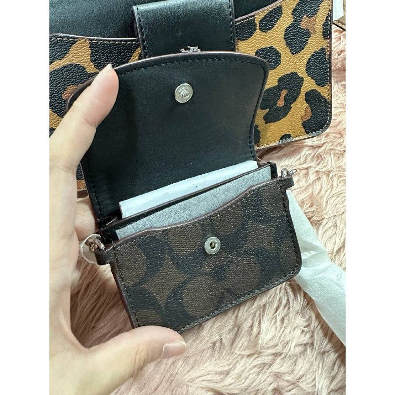 ORIG & IMPORTED CCH Poppy Crossbody Small Slim Bag With Card Case Leopard Print Brown