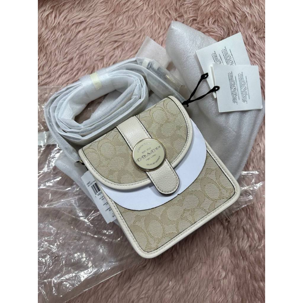 ORIG & IMPORTED CCH North/South Lonnie Phone Crossbody Small Bag In Signature Jacquard White