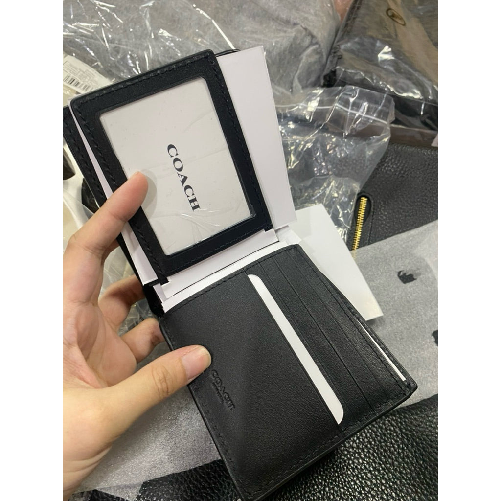 ORIG & IMPORTED CCH COMPACT ID WALLET FOR MEN (WITH INSERT) IN SIGNATURE CANVAS BLACK