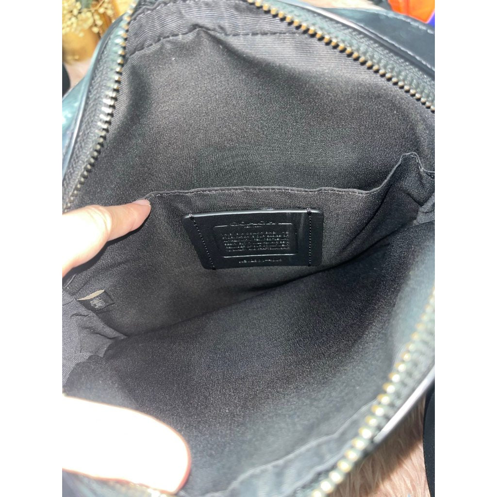 ORIG Preloved CCH Men's Houston Flight Bag In Signature Leather Black