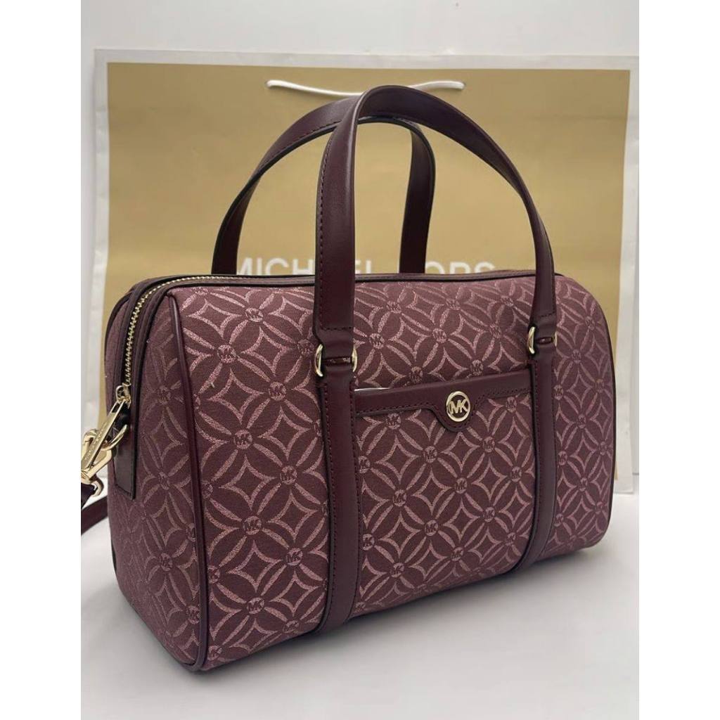 ORIG & IMPORTED MK Medium Duffle Satchel Bag Glitter Oxblood Maroon