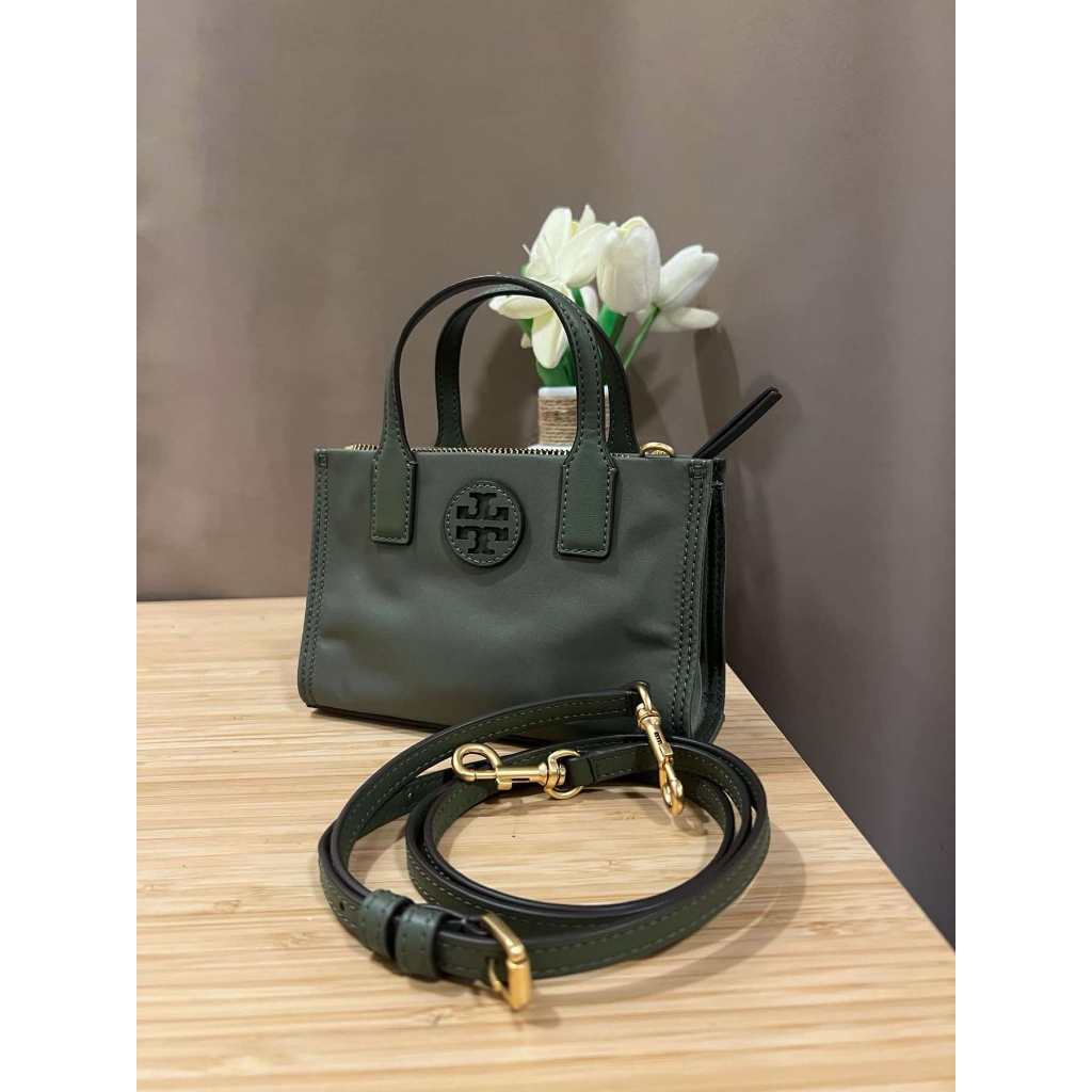 ORIG PRELOVED  TB Ella Nylon Mini Tote Crossbody Bag Purse in Green