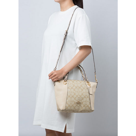 ORIG & IMPORTED CCH Kacey Satchel Bag In Colorblock Signature Canvas Khaki