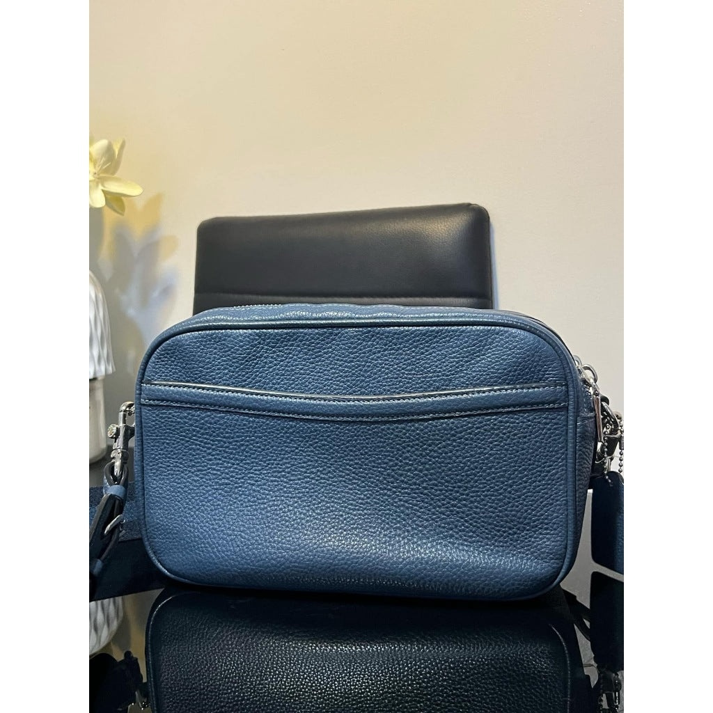 ORIG Preloved CCH Jes Crossbody Medium Double Zip Crossbody Blue Bag with Horse And Carriage