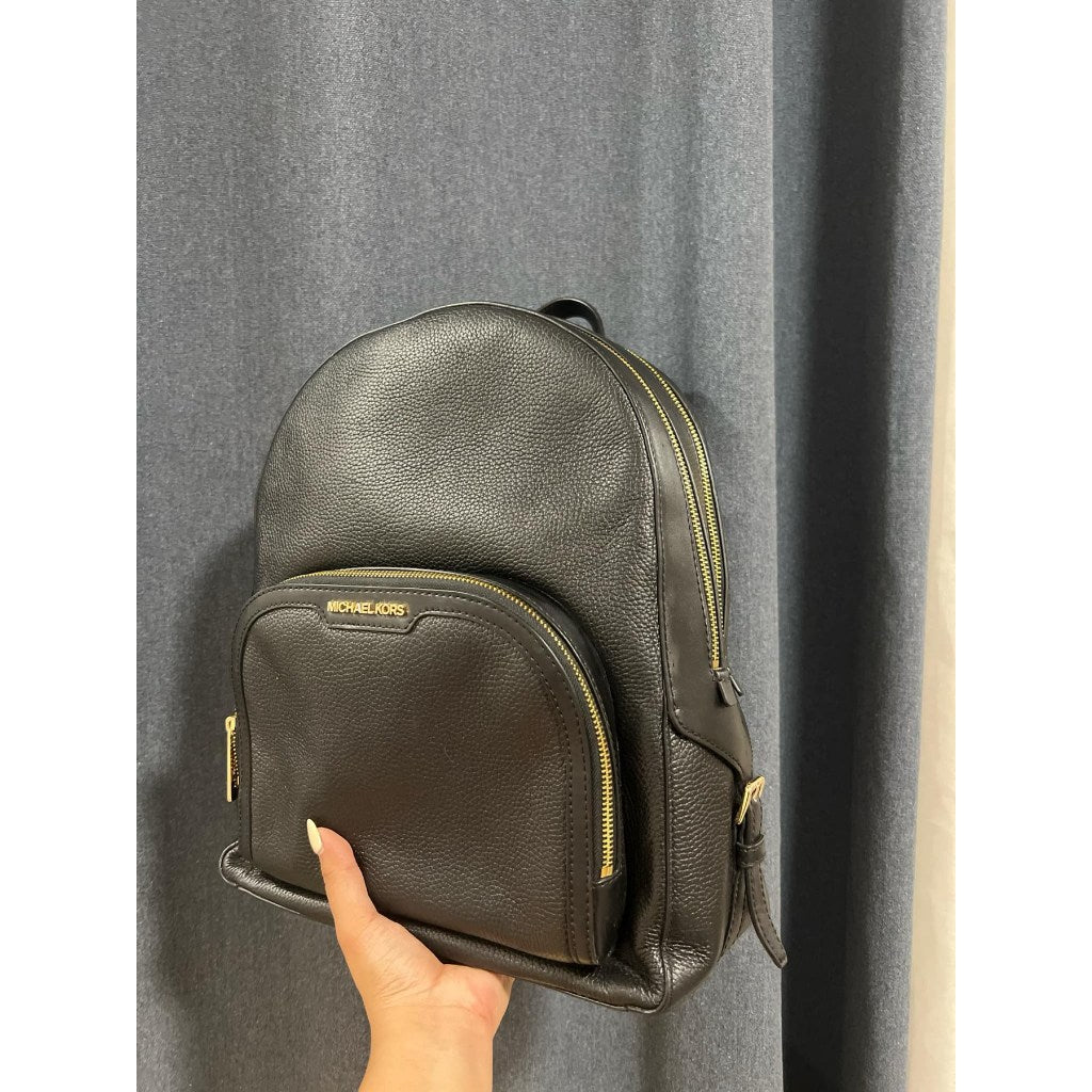 ORIG Preloved MK Jaycee Large Double Zip Backpack Leather Black Bag