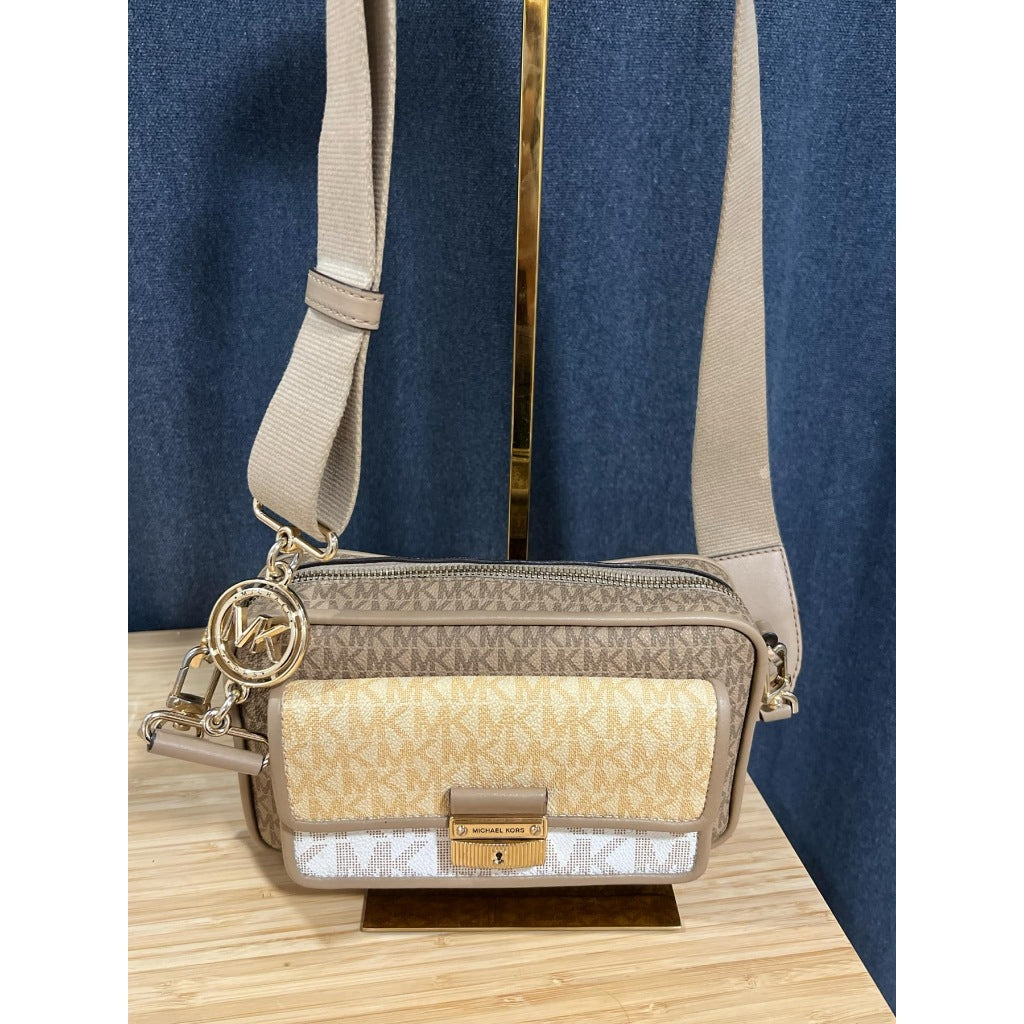 ORIG Preloved MK Bradshaw Medium Logo Camera Bag Brown
