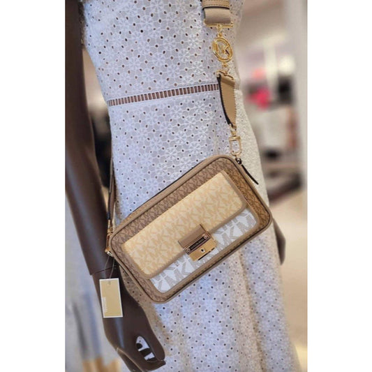 ORIG Preloved MK Bradshaw Medium Logo Camera Bag Brown