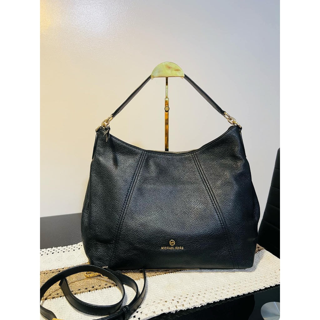 ORIG Preloved MK Sienna Large Logo Shoulder Bag Black