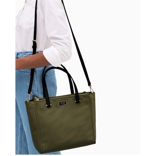 ORIG Preloved KS Dawn Medium Satchel Nylon Bag Olive Green