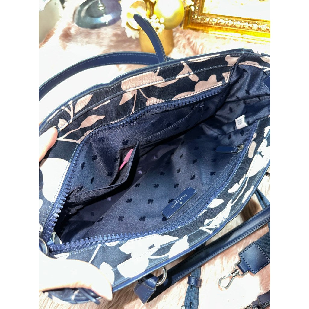 ORIG Preloved KS Jae Garden Floral Vine Medium Satchel Nylon Bag