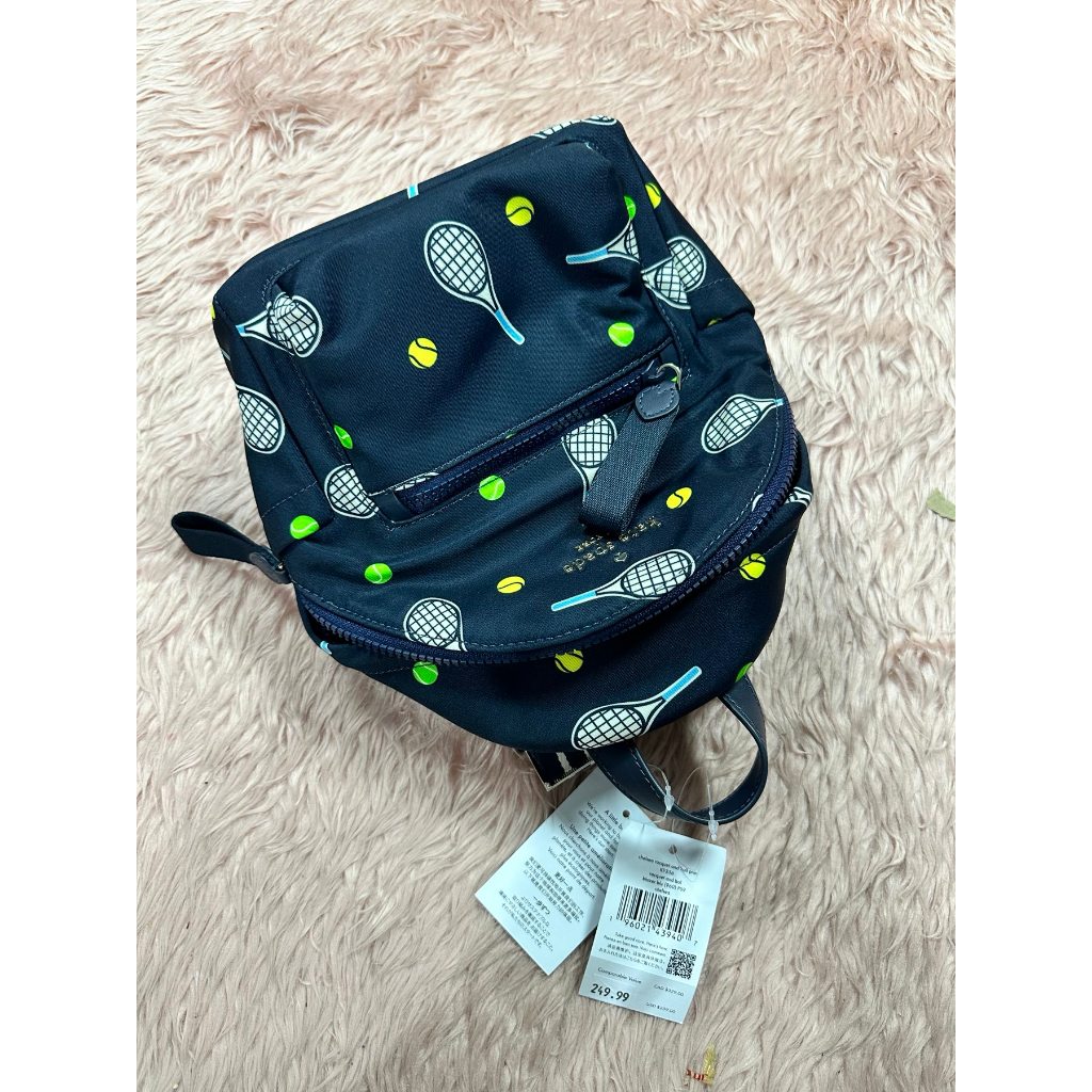 ORIG & IMPORTED KS Chelsea Racquet And Ball Printed Mini Nylon Blue Backpack Bag