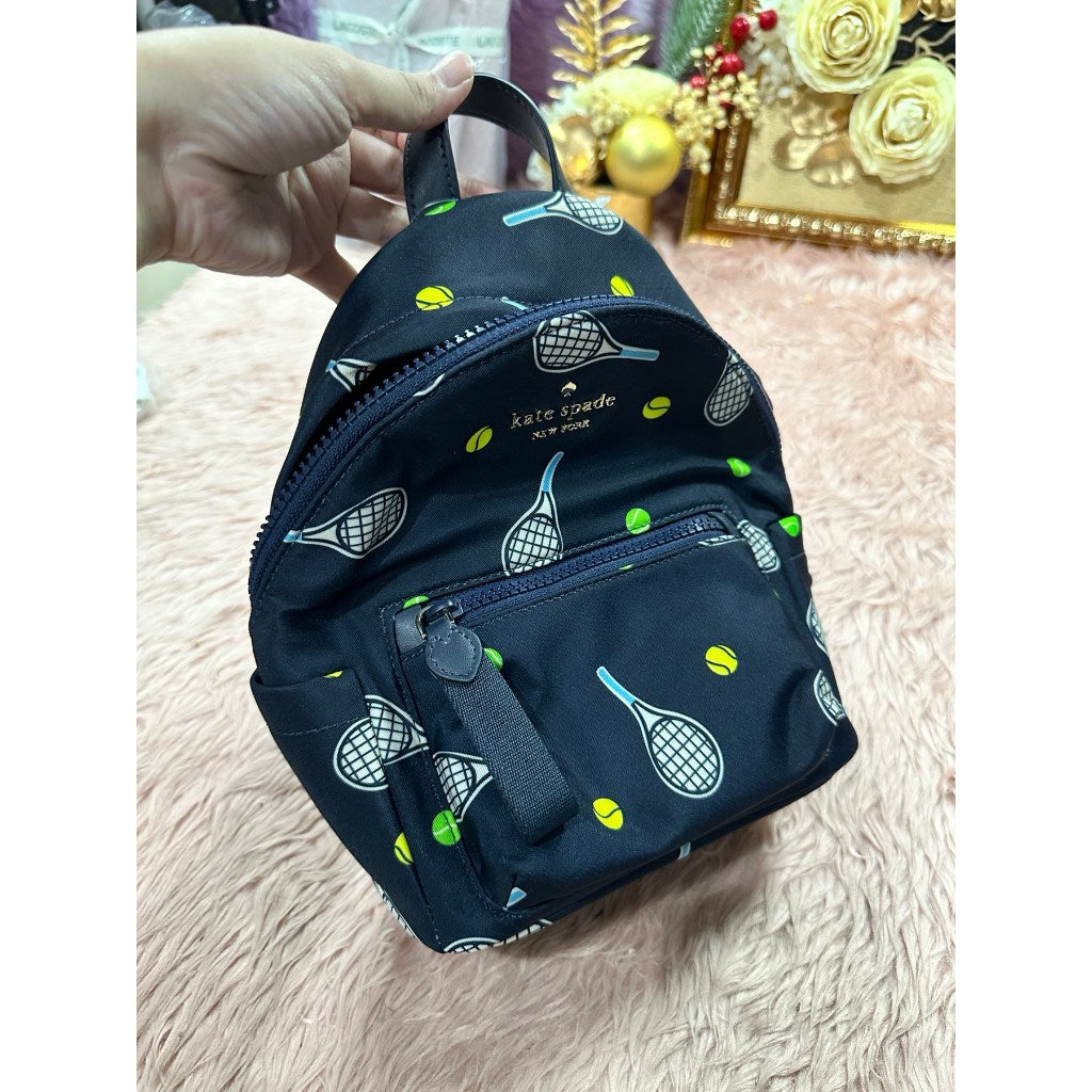 ORIG & IMPORTED KS Chelsea Racquet And Ball Printed Mini Nylon Blue Backpack Bag