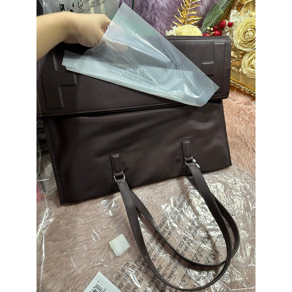 ORIG & IMPORTED TB Ella Large Nylon Tote Bag Maroon Tempranillo