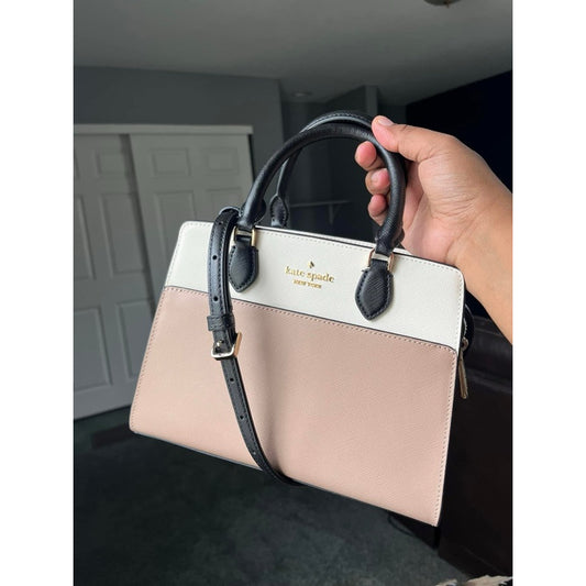 ORIG & IMPORTED KS Madison Small Satchel Bag in Beige / Black