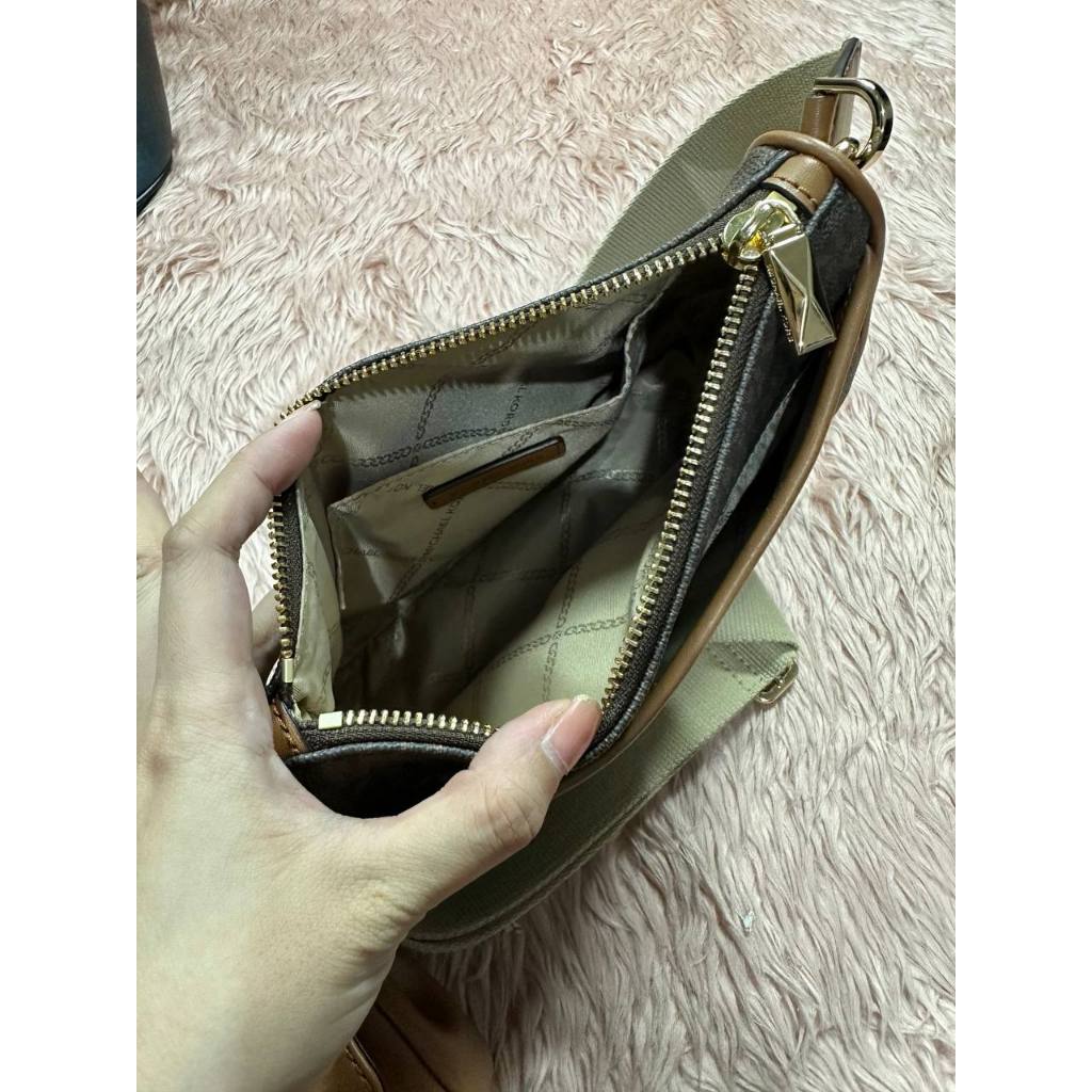 ORIG & IMPORTED Preloved MK Jet Set Medium Signature Logo Crossbody Brown Bag with Case for AirPo