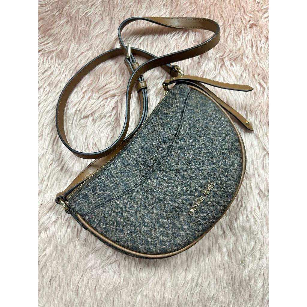 ORIG & IMPORTED MK Signature Dover Small Half Moon Crossbody Bag Brown
