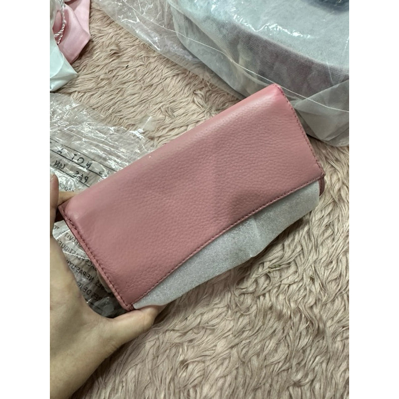ORIG & IMPORTED TB Pink Leather Britten Duo Continental Long Phone Wallet