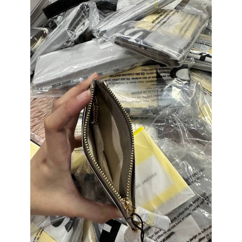 ORIG & IMPORTED MJ The Top Zip Wristlet Wallet Taupe / Black